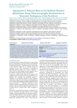 Aquaporin-5, Subunit Beta in the Sodium Channel Epithelium, Lung