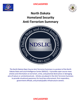 North Dakota Homeland Security Anti-Terrorism Summary