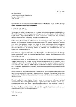 28 April 2015 Mr Andrus Ansip Vice-‐President, Digital Single Market