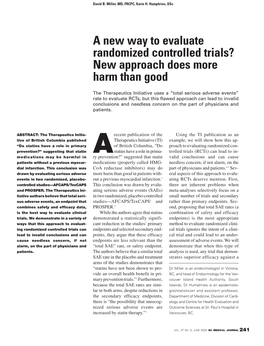 A New Way to Evaluate Randomized Controlled Trials? New Approach Does More Harm Than Good