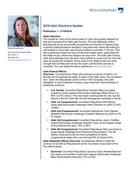 2016 Utah Elections Update