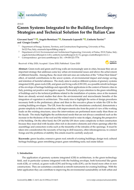 Green Systems Integrated to the Building Envelope: Strategies and Technical Solution for the Italian Case