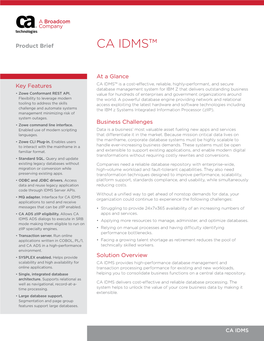 CA IDMS Product Brief