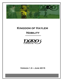 Kingdom of Haylem Nobility