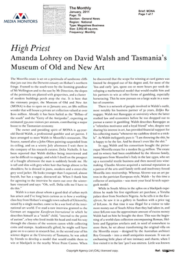 High Priest Amanda Lohreyon David Walsh Andtasmania's Museum of Old and New Art
