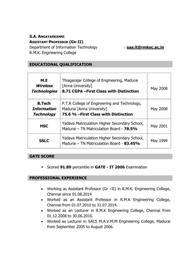 Department of Information Technology Saa.It@Rmkec.Ac.In R.M.K