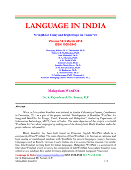 Preliminaries to the Preparation of a Word Net for Tamil