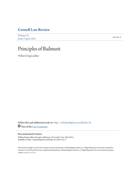 Principles of Bailment William King Laidlaw