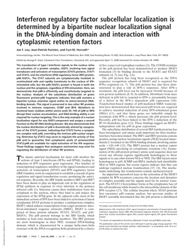 Interferon Regulatory Factor Subcellular Localization Is Determined