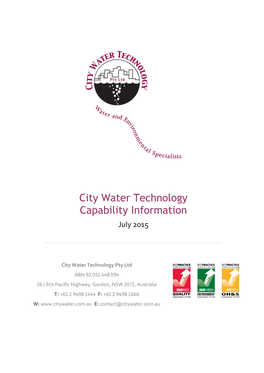 City Water Technology Capability Statement Here