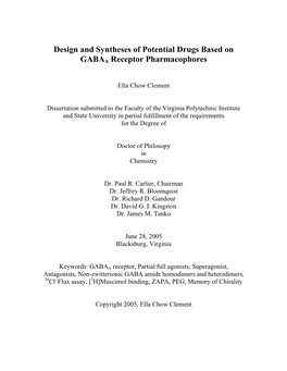 Design and Syntheses of Potential Drugs Based on GABAA Receptor Pharmacophores