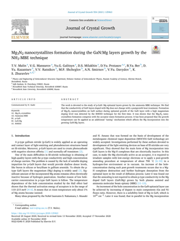 Mg3n2 Nanocrystallites Formation During the Gan:Mg Layers Growth by the NH3-MBE Technique