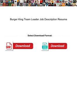 Burger King Team Leader Job Description Resume