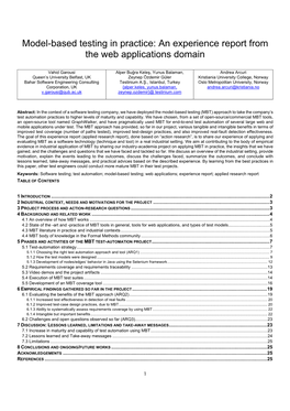 Model-Based Testing in Practice: an Experience Report from the Web Applications Domain