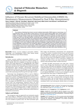 Influence of Chronic Recurrent Multifocal Osteomyelitis (CRMO) on Densitometry Measurements Obtained by Dual X-Ray Absorptiometry