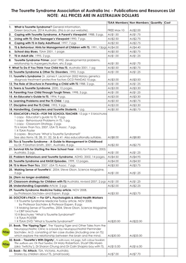 TSAA Publications List Sept 2014.Indd