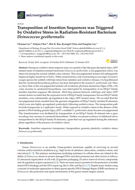 Transposition of Insertion Sequences Was Triggered by Oxidative Stress in Radiation-Resistant Bacterium Deinococcus Geothermalis