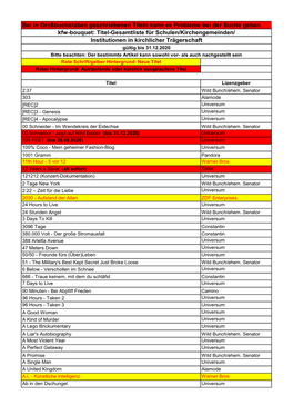 Bei in Großbuchstaben Geschriebenen Titeln Kann Es Probleme Bei Der Suche Geben Kfw-Bouquet: Titel-Gesamtliste Für Schulen/Kir