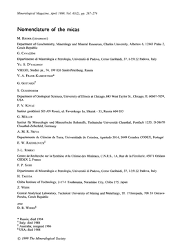 Nomenclature of the Micas