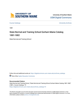 State Normal and Training School Gorham Maine Catalog 1881-1882