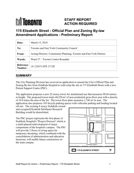 175 Elizabeth Street - Official Plan and Zoning By-Law Amendment Applications - Preliminary Report