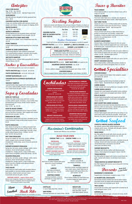 Dine in Menu