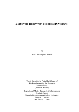 A Study of Theravāda Buddhism in Vietnam