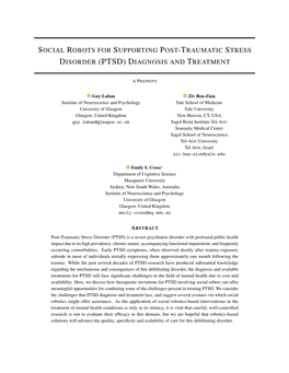 Social Robots for Supporting Post-Traumatic Stress Disorder (PTSD) Diagnosis and Treatmentapreprint