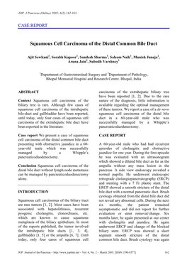 Squamous Cell Carcinoma of the Distal Common Bile Duct