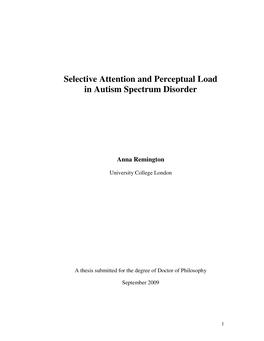 Selective Attention and Perceptual Load in Autism Spectrum Disorder