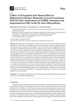 Caffeic Acid Expands Anti-Tumor Effect of Metformin in Human