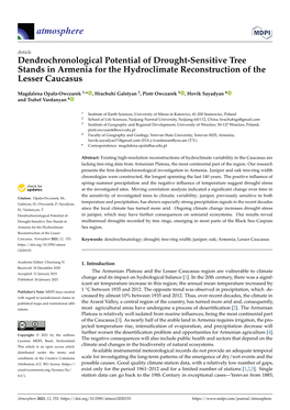 Dendrochronological Potential of Drought-Sensitive Tree Stands in Armenia for the Hydroclimate Reconstruction of the Lesser Caucasus