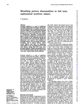 Breathing Pattern Abnormalities in Full Term Asphyxiated Newborn Infants