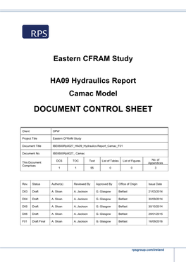 Camac Model DOCUMENT CONTROL SHEET