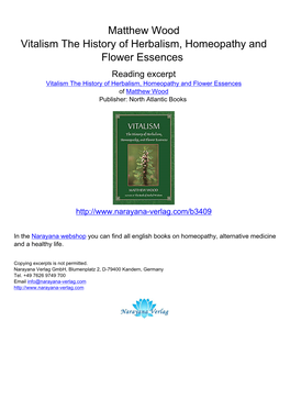 Matthew Wood Vitalism the History of Herbalism, Homeopathy And