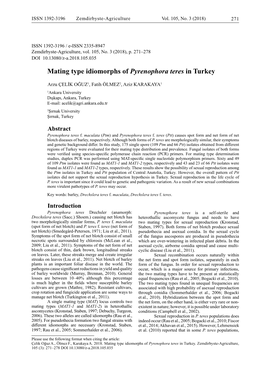 Mating Type Idiomorphs of Pyrenophora Teres in Turkey