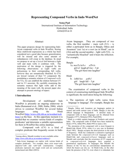 Representing Compound Verbs in Wordnet