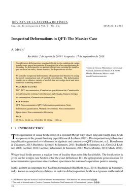 Isospectral Deformations in QFT: the Massive Case