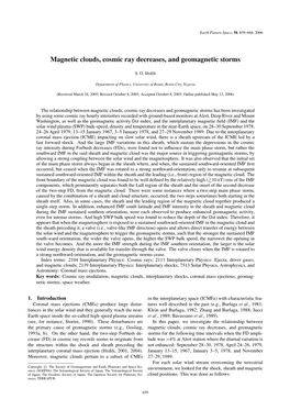 Magnetic Clouds, Cosmic Ray Decreases, and Geomagnetic Storms