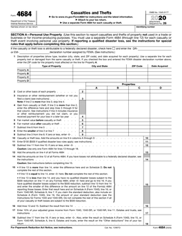 Form 4684, Casualties and Thefts