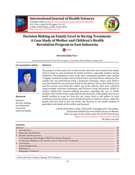 Decision Making on Family Level in Having Treatment: a Case Study of Mother and Children's Health Revolution Program in East Indonesia