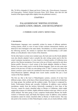 Palaeohispanic Writing Systems: Classification, Origin, and Development