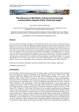 The Discovery of Silk Route: Cultural and Technology Communication Between China, Korea and Japan