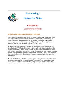 Accounting 1 Instructor Notes