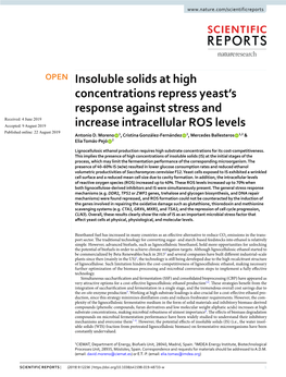 Insoluble Solids at High Concentrations Repress Yeast's Response