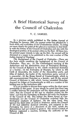 V.C. Samuel, "A Brief Historical Survey of the Council of Chalcedon