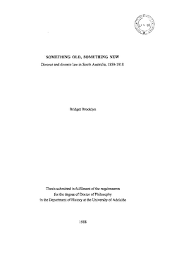 Divorce and Divorce Law in South Australia, 1859-1918