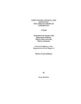 Forts Henry, Heiman, and Donelson: the African-American Exp Erience