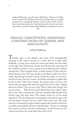 Fragile Conceptions: Gender and Masculinity