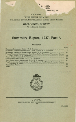 Summary Report, 1927, Part A